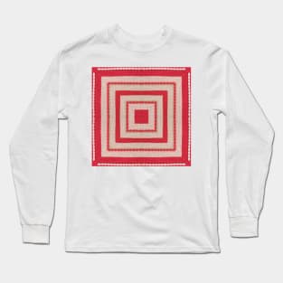 Ribbed Faux Woven Geometric Pattern Long Sleeve T-Shirt